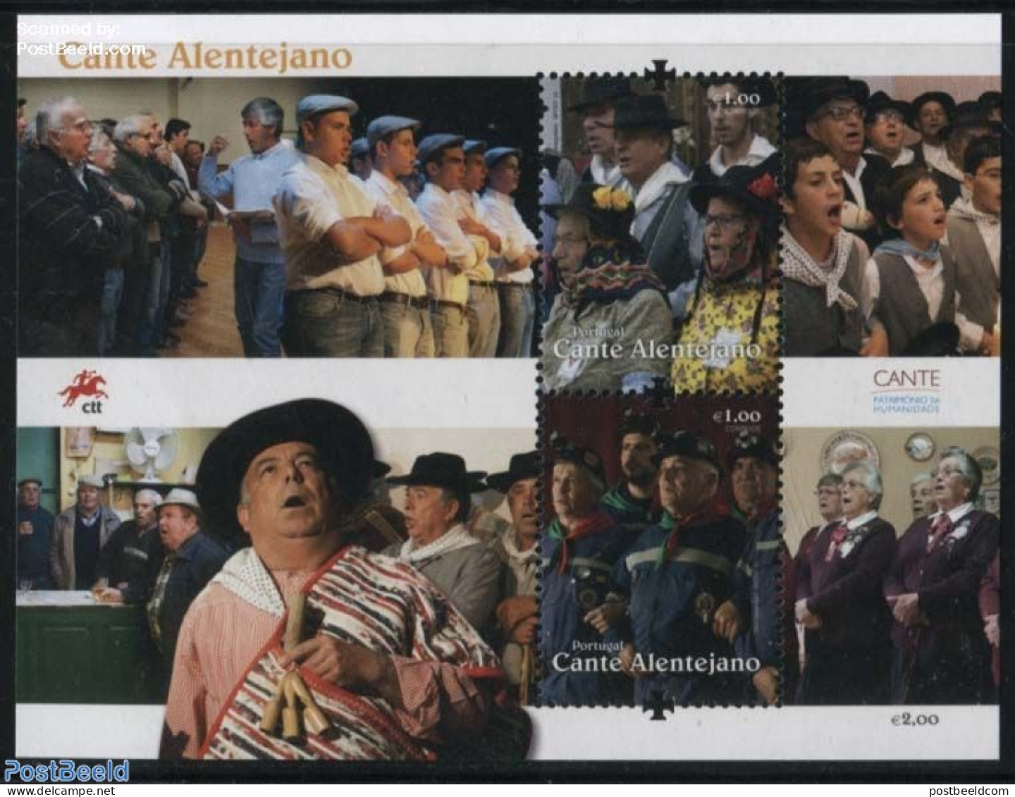 Portugal 2016 Cante Alentejano S/s, Mint NH, Performance Art - Various - Music - Costumes - Folklore - Unused Stamps