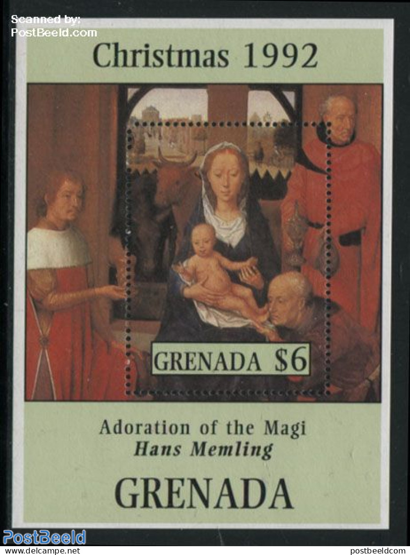 Grenada 1992 Hans Memling Painting S/s, Mint NH, Religion - Christmas - Art - Paintings - Noël