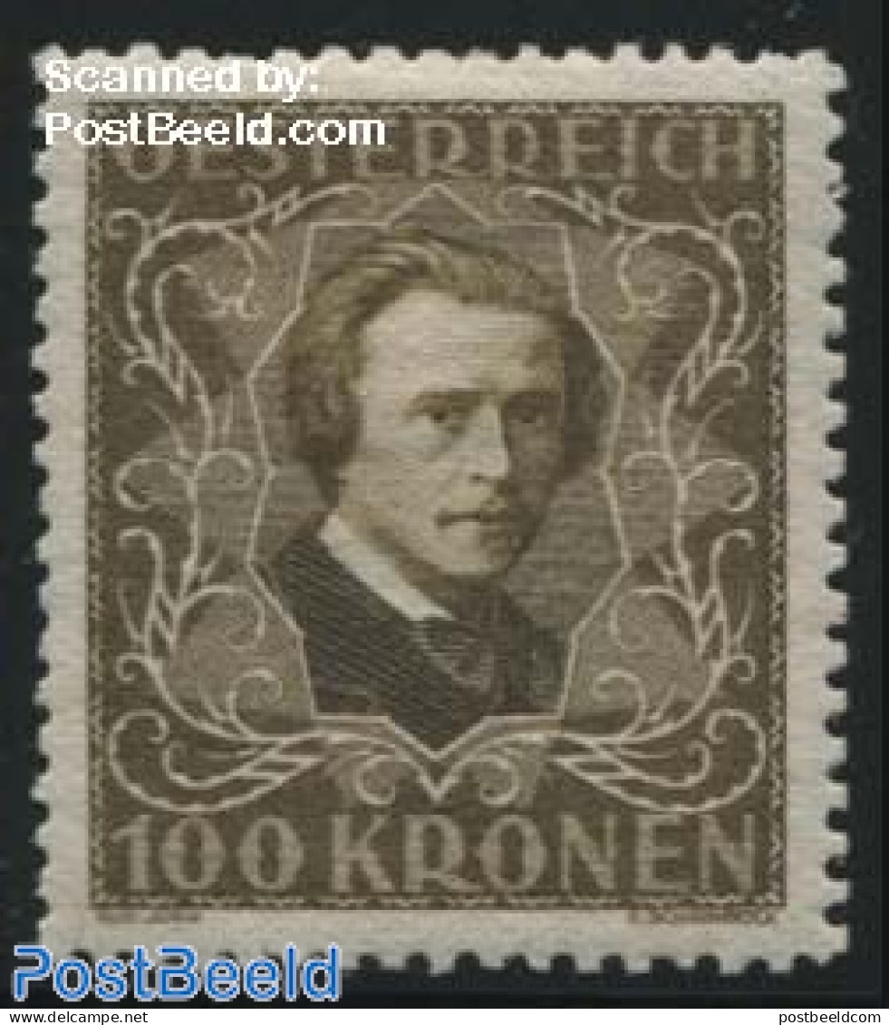 Austria 1922 100Kr, Perf. 11.5, Stamp Out Of Set, Mint NH, Performance Art - Music - Neufs