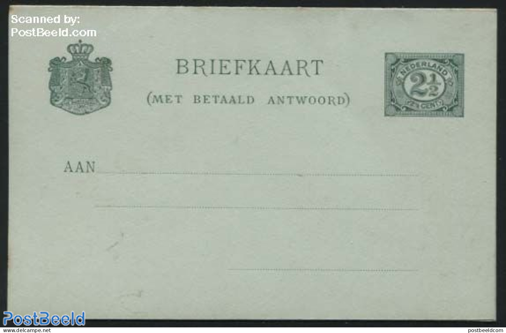 Netherlands 1899 Reply Paid Postcard, 2.5+2.5c Green, Unused Postal Stationary - Storia Postale