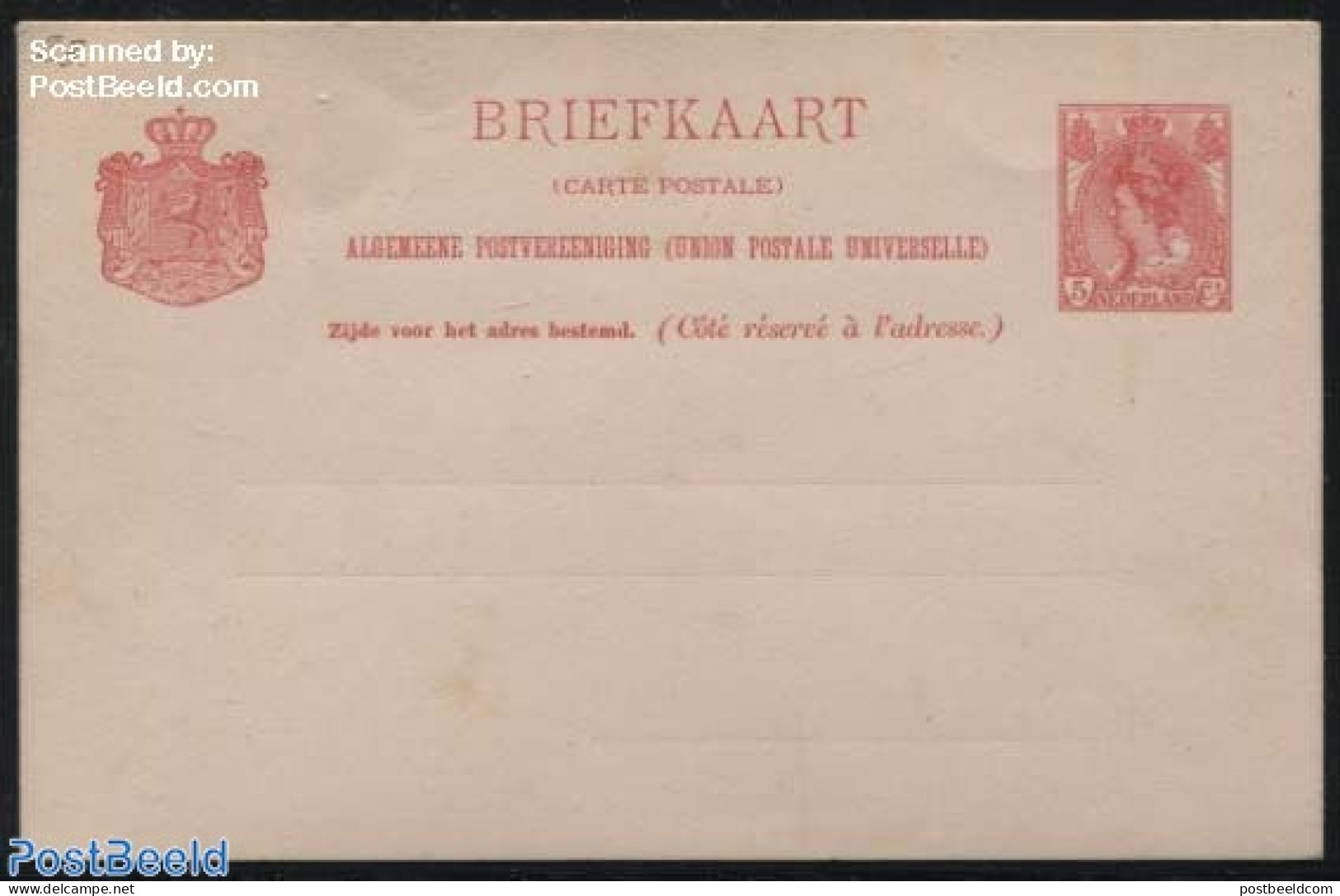 Netherlands 1899 Postcard 5c, Rosered, Unused Postal Stationary - Storia Postale