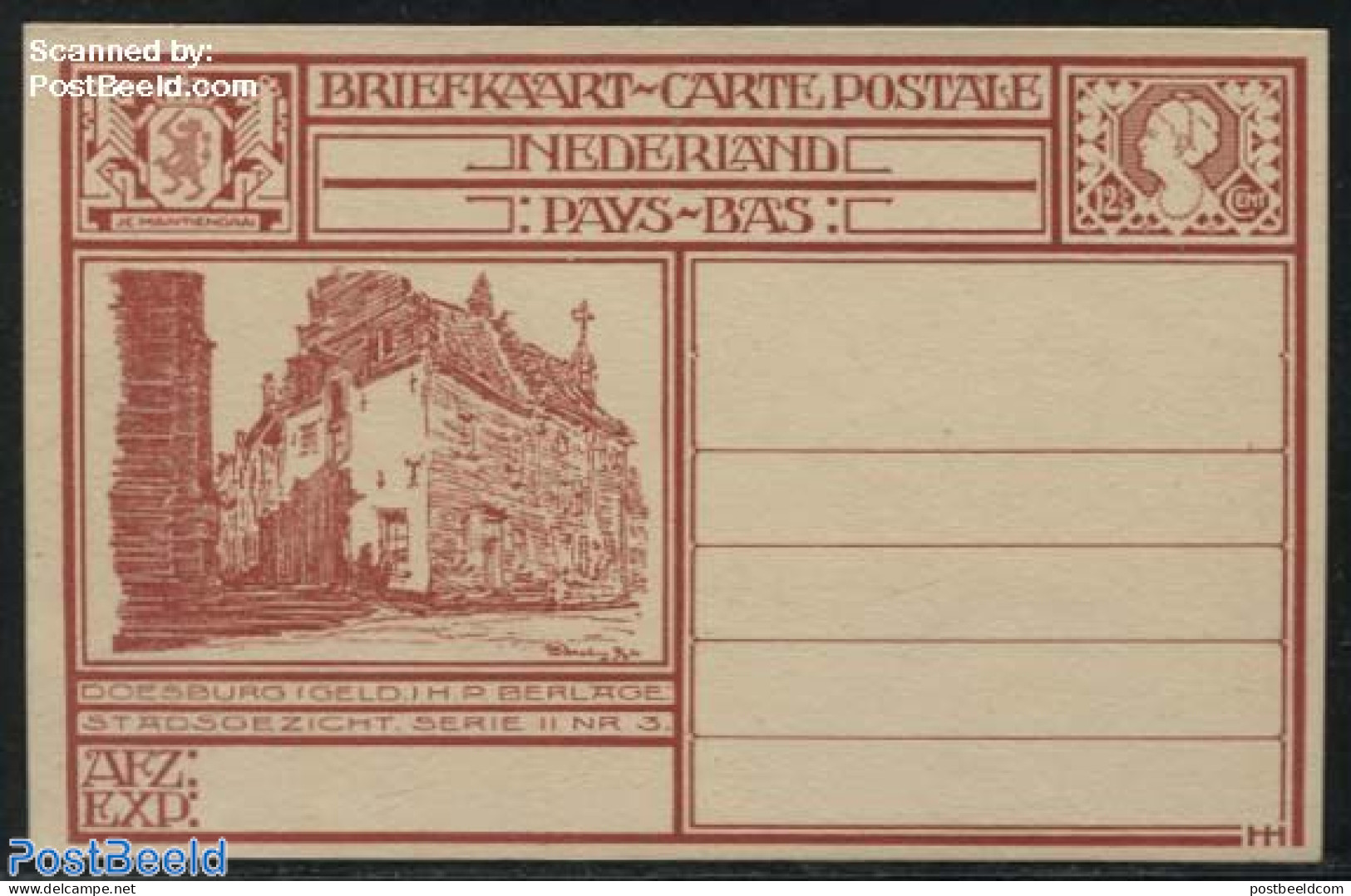 Netherlands 1924 Postcard 12.5c, Doesburg, Unused Postal Stationary - Covers & Documents