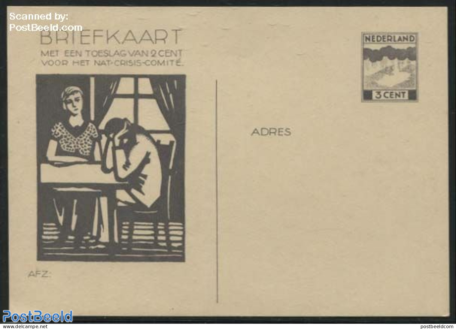 Netherlands 1933 Postcard 3c, Unused Postal Stationary - Storia Postale