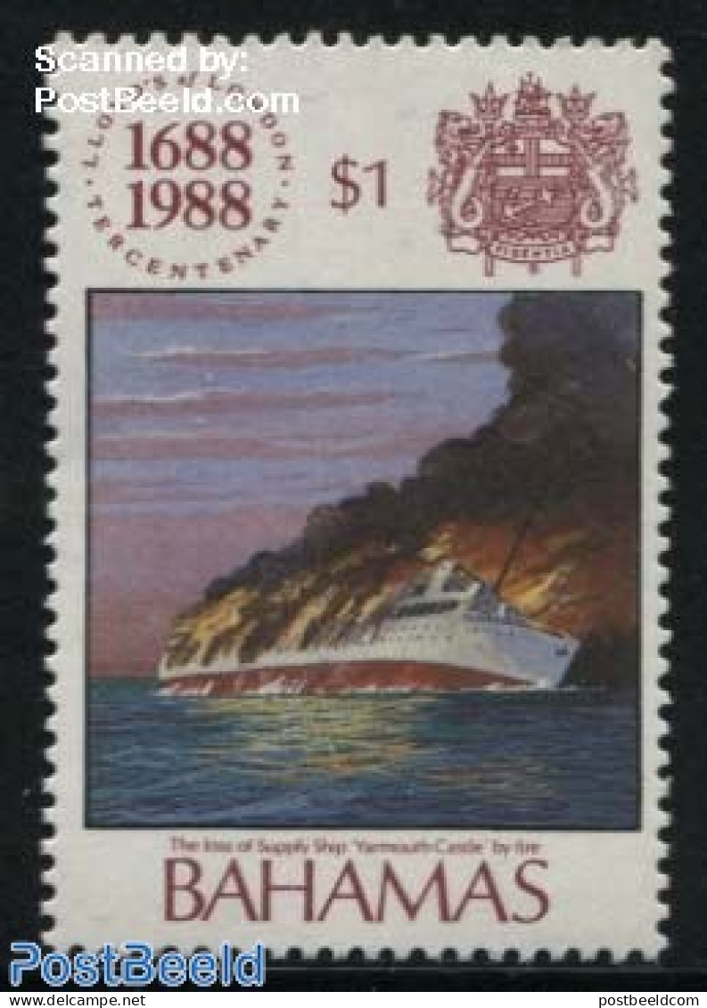 Bahamas 1988 1$, Stamp Out Of Set, Mint NH, History - Transport - Fire Fighters & Prevention - Ships And Boats - Disas.. - Feuerwehr