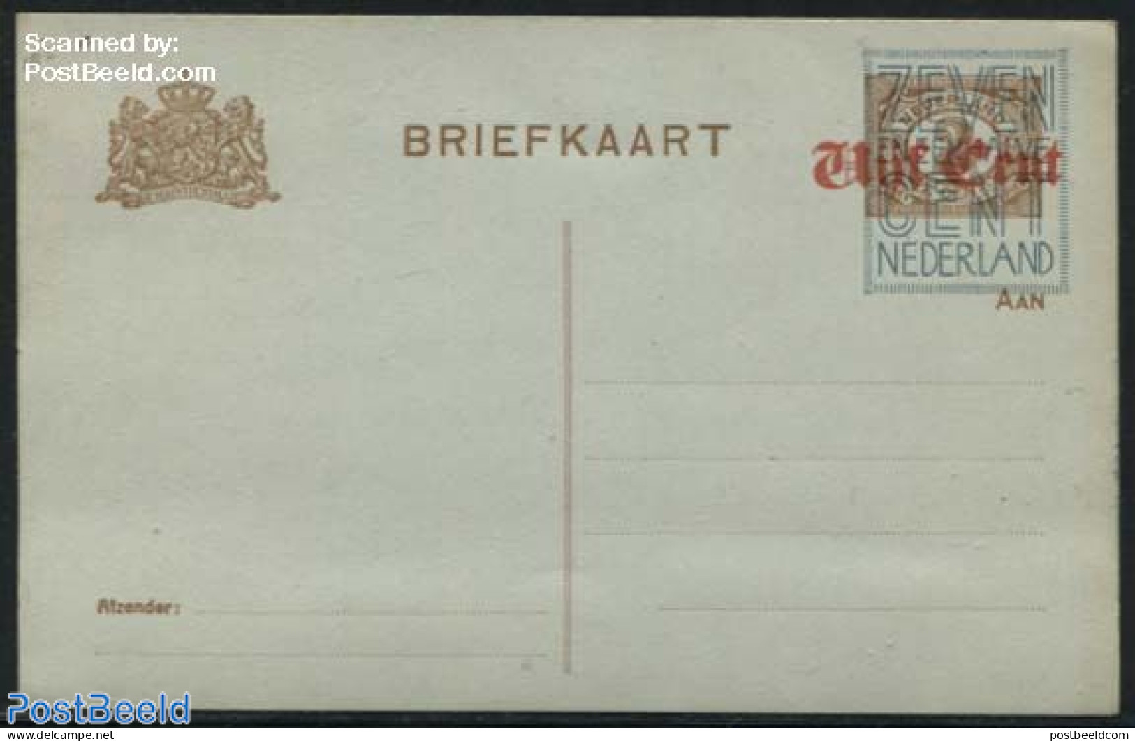 Netherlands 1921 Postcard 7.5c On 5 On 2c Brown, Greygreen Paper, Unused Postal Stationary - Lettres & Documents