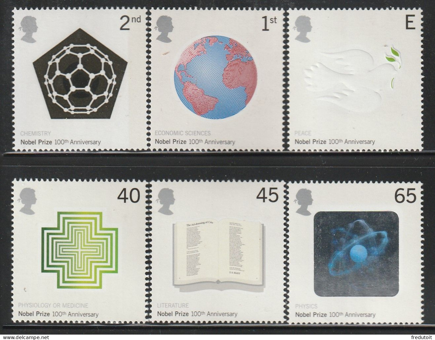 GRANDE BRETAGNE - N°2274/9 ** (2001) Centenaire Des Prix Nobel - Unused Stamps