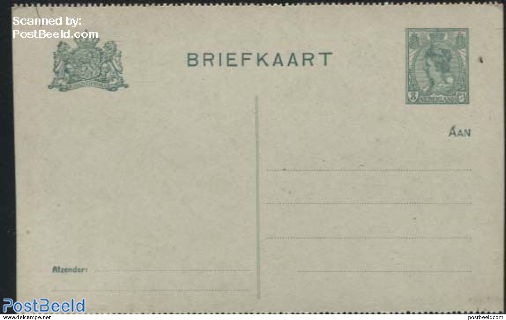 Netherlands 1916 Postcard 3c, Perforated, Long Dividing Line, Unused Postal Stationary - Cartas & Documentos