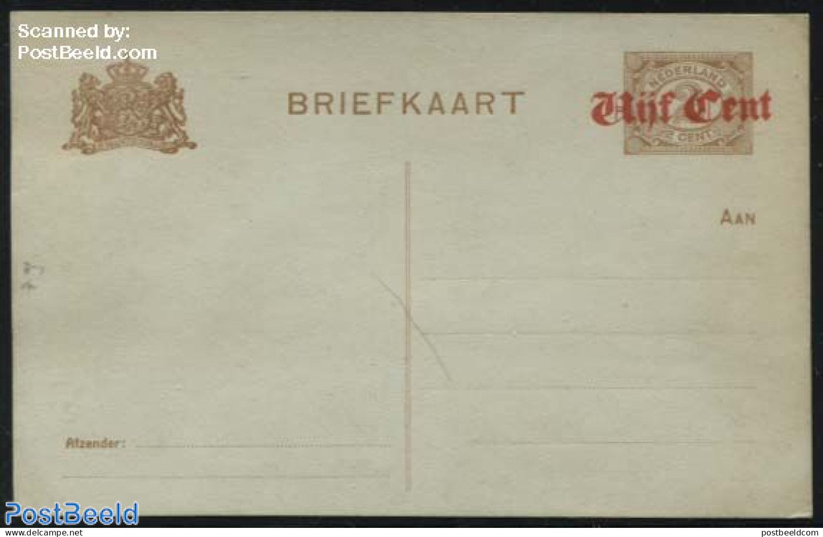 Netherlands 1920 Postcard Vijf Cent On 2c, Greengrey Paper, Unused Postal Stationary - Cartas & Documentos
