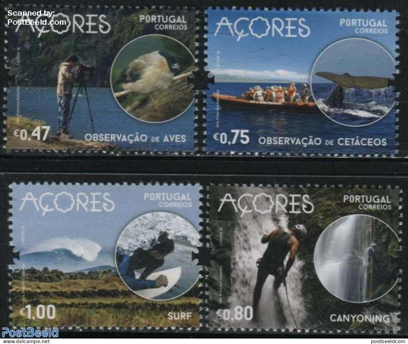 Azores 2016 Tourism 4v, Mint NH, Nature - Sport - Transport - Various - Birds - Sea Mammals - Water, Dams & Falls - Fu.. - Boten