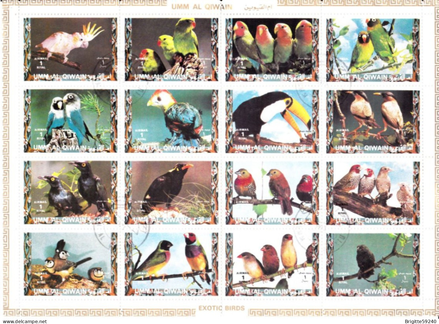 UMM AL QIWAIN - 2 PLANCHES DE 16 TIMBRES OBLITERES - EXOTIC BIRDS / OISEAUX EXOTIQUES - Sonstige & Ohne Zuordnung