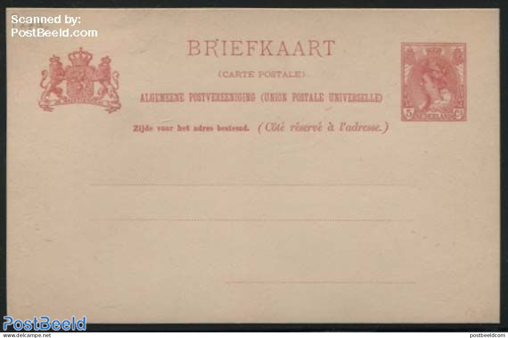 Netherlands 1901 Postcard 5c Rosered, Unused Postal Stationary - Covers & Documents