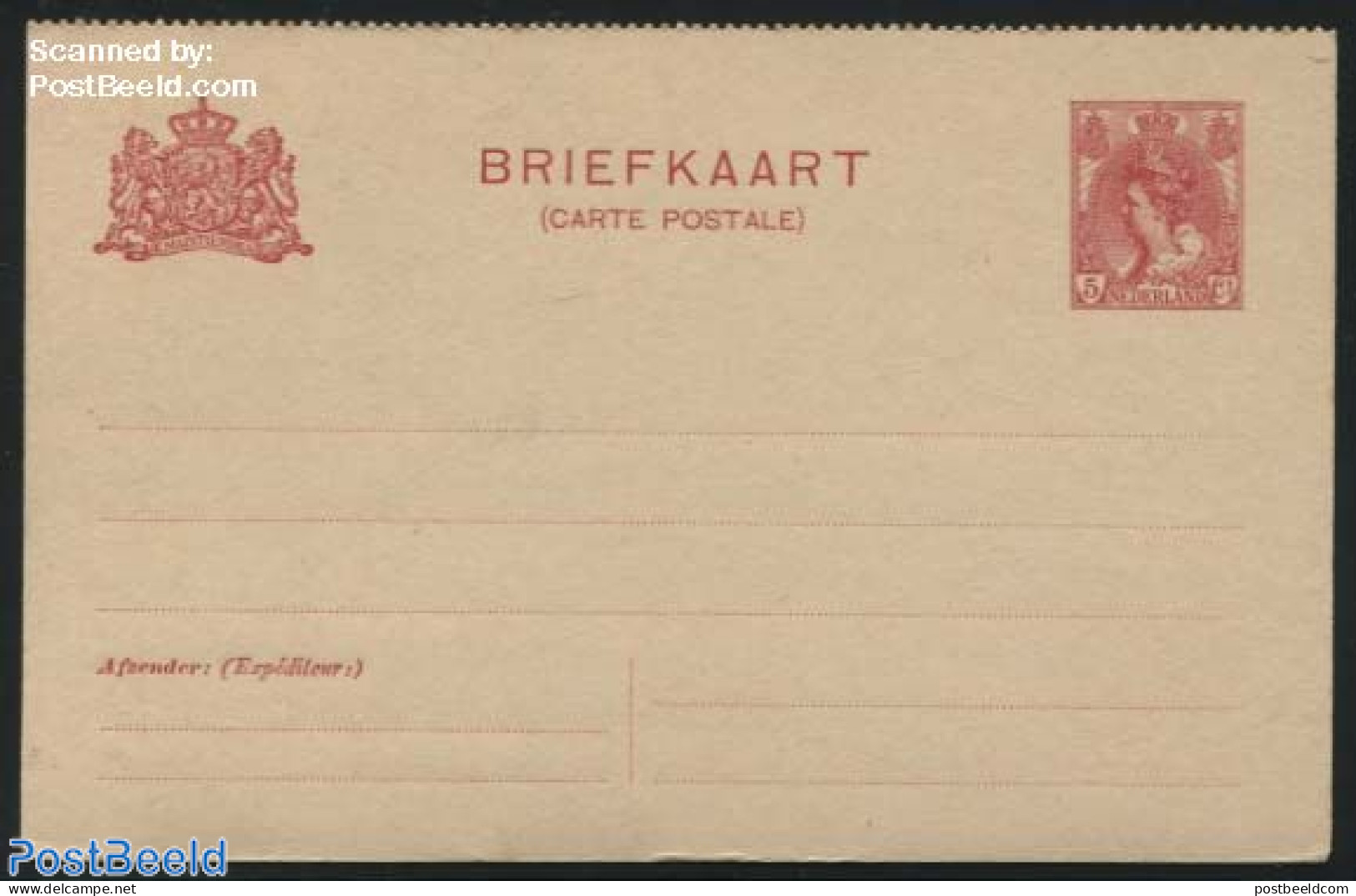 Netherlands 1914 Postcard 5c, Dutch Text Above French, Perforated, Short Dividing Line, Unused Postal Stationary - Covers & Documents
