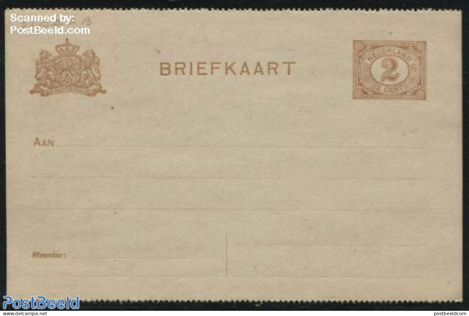 Netherlands 1917 Postcard 2c Brown, Greyish Paper, Perforated Short Dividing Line, Unused Postal Stationary - Cartas & Documentos