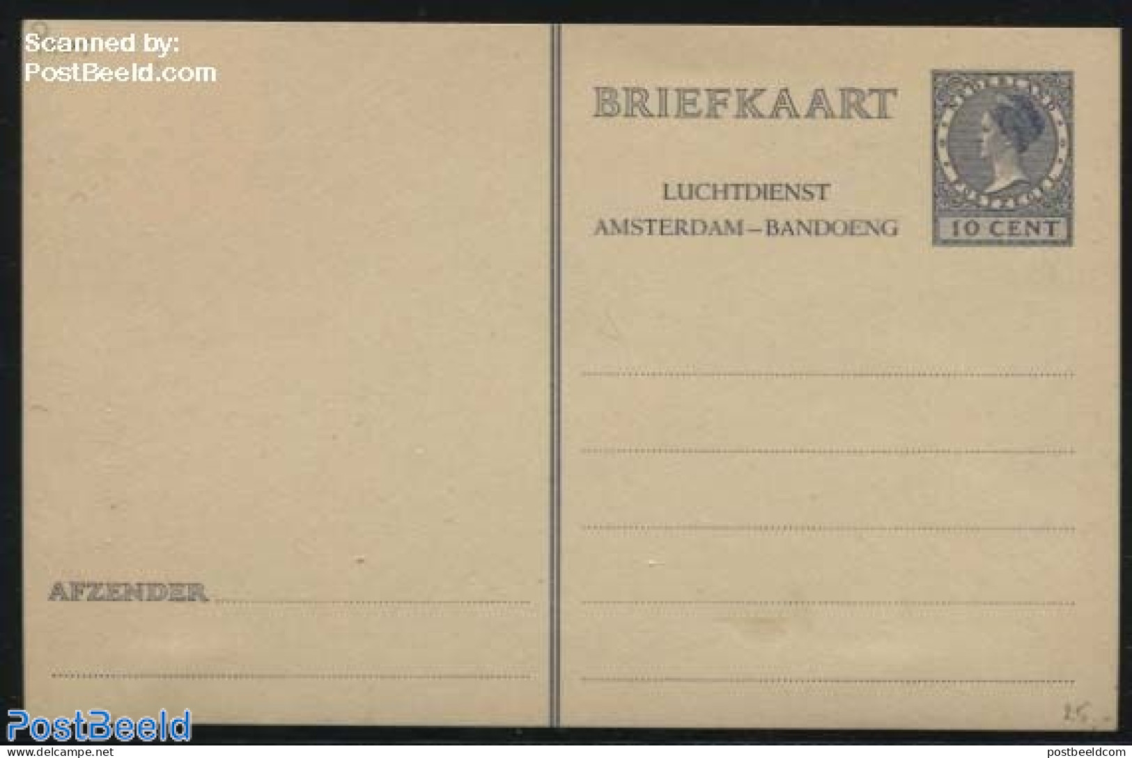 Netherlands 1937 Postcard 10c, Luchtdienst Amsterdam-Bandoeng, Unused Postal Stationary - Storia Postale