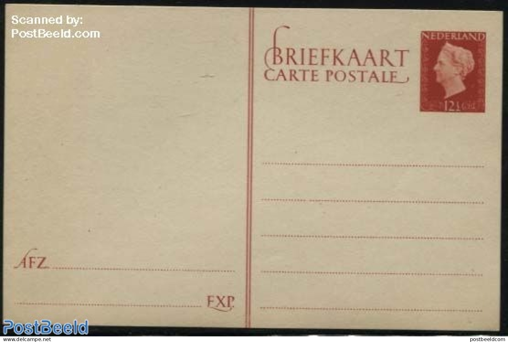Netherlands 1947 Postcard 12.5c Red, Unused Postal Stationary - Storia Postale