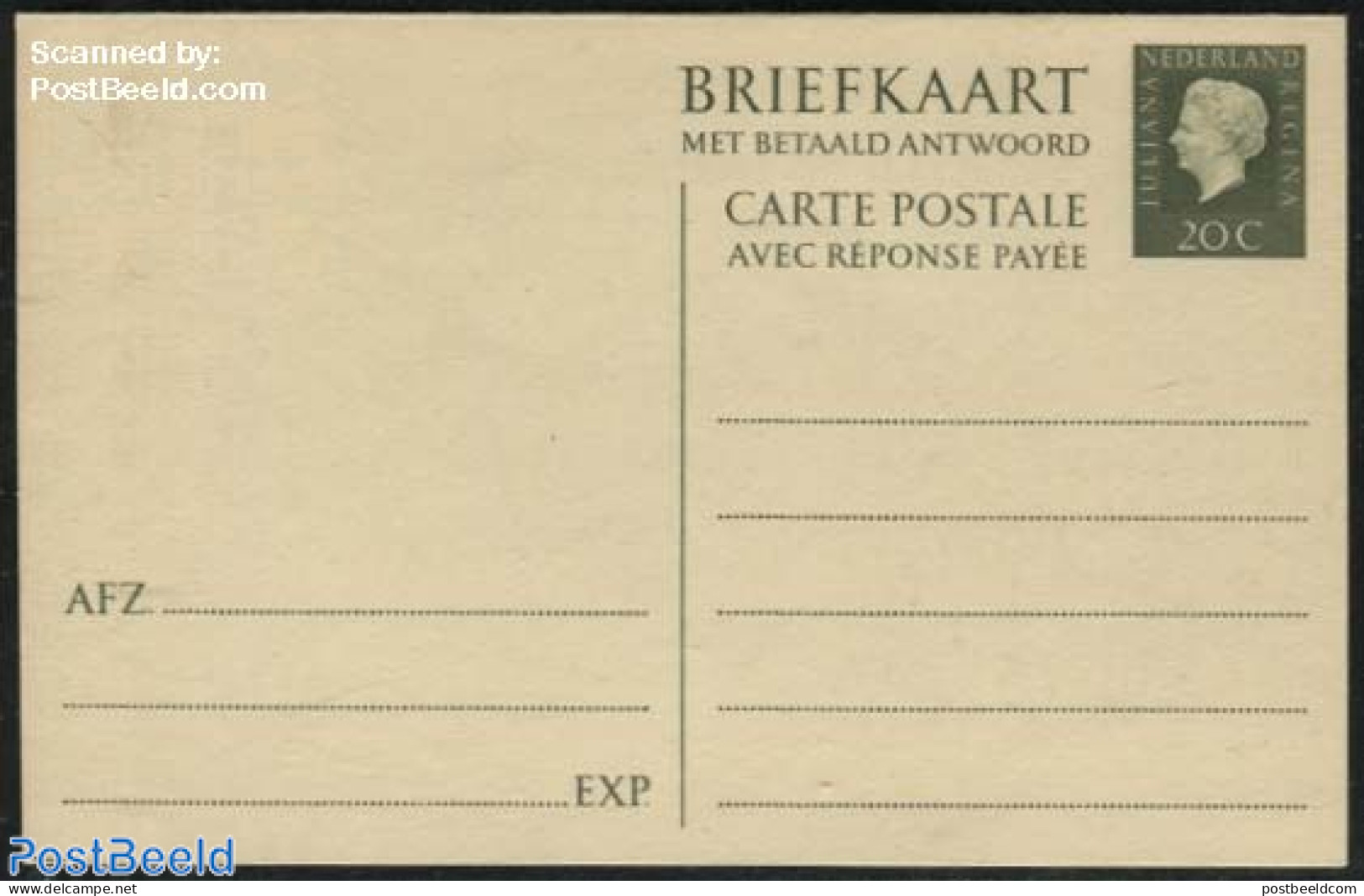 Netherlands 1969 Postcard With Paid Answer 20+20c, Unused Postal Stationary - Covers & Documents