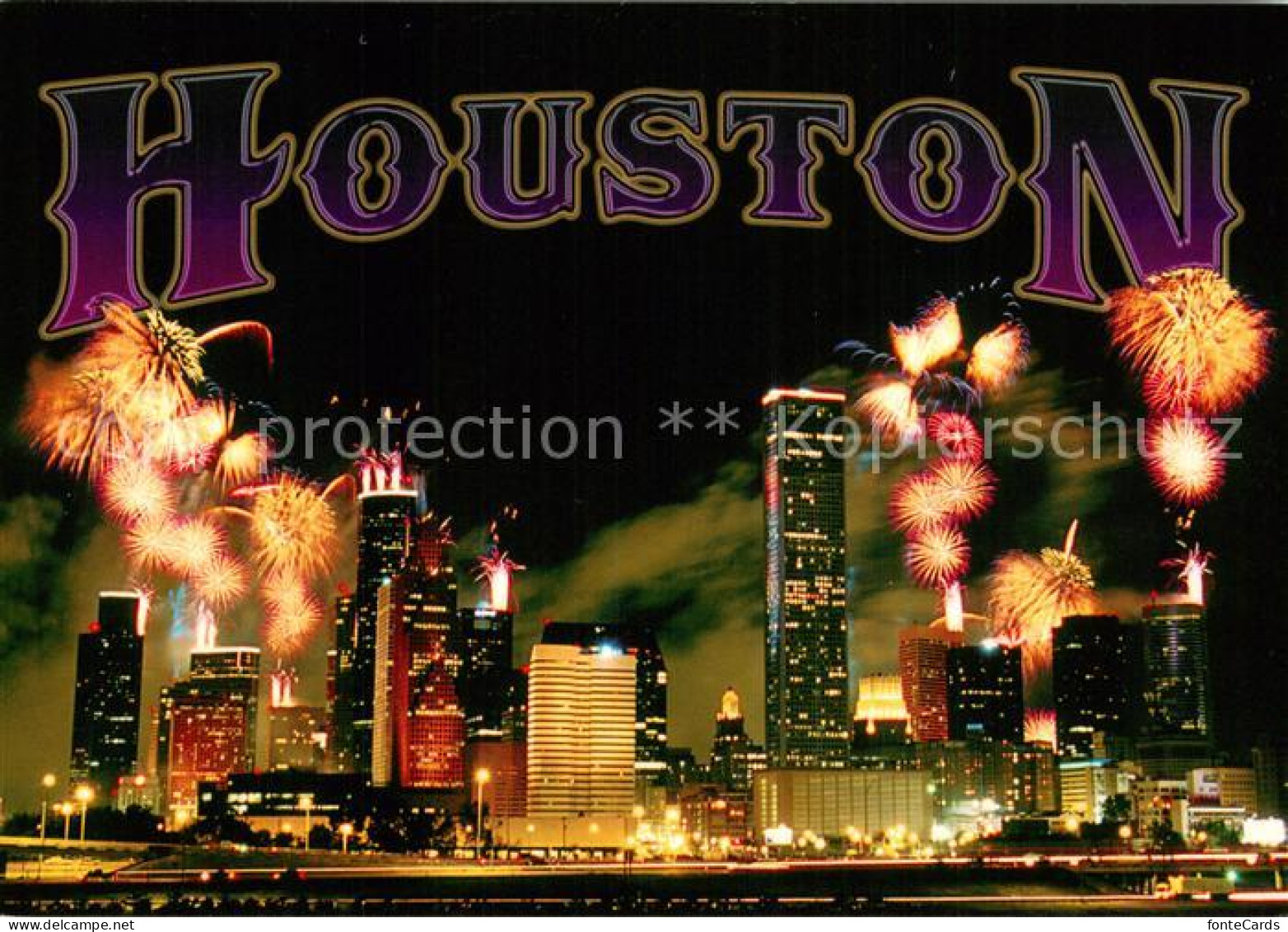 73717364 Houston_Texas Downtown At Night Fireworks - Autres & Non Classés