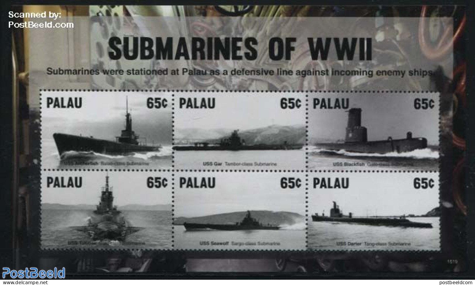 Palau 2015 Submarines Of WWII 6v M/s, Mint NH, History - Transport - World War II - Ships And Boats - WW2