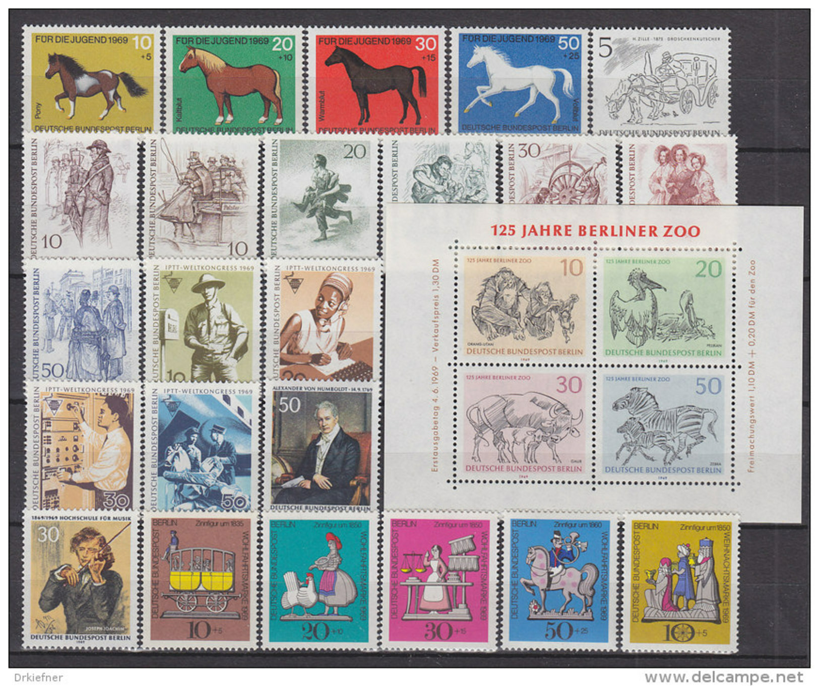 BERLIN Jahrgang 1969 Komplett Postfrisch **, 326-352 - Nuevos