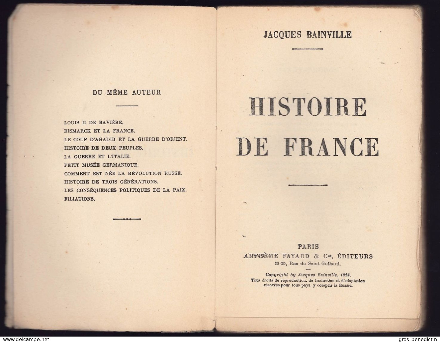 Jacques Bainville - Essai - "Histoire De France" -  Sans Date - Historia