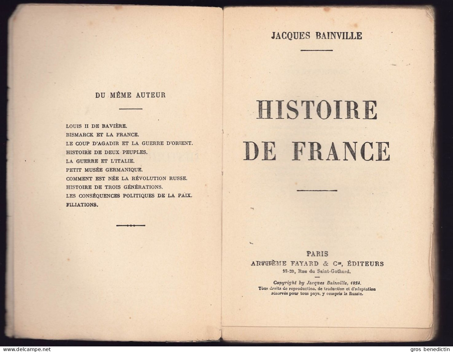 Jacques Bainville - Essai - "Histoire De France" -  Sans Date - Histoire