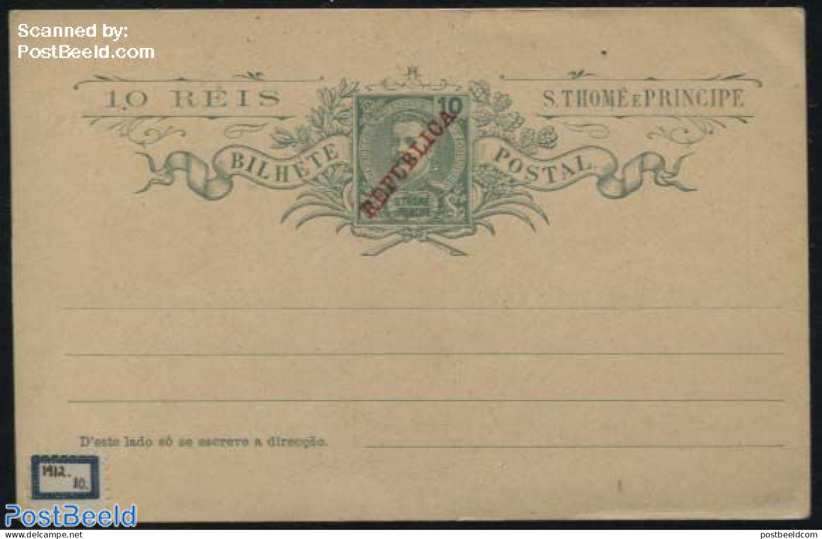 Angola 1911 Postcard 10R, REPUBLICA, Unused Postal Stationary - Angola