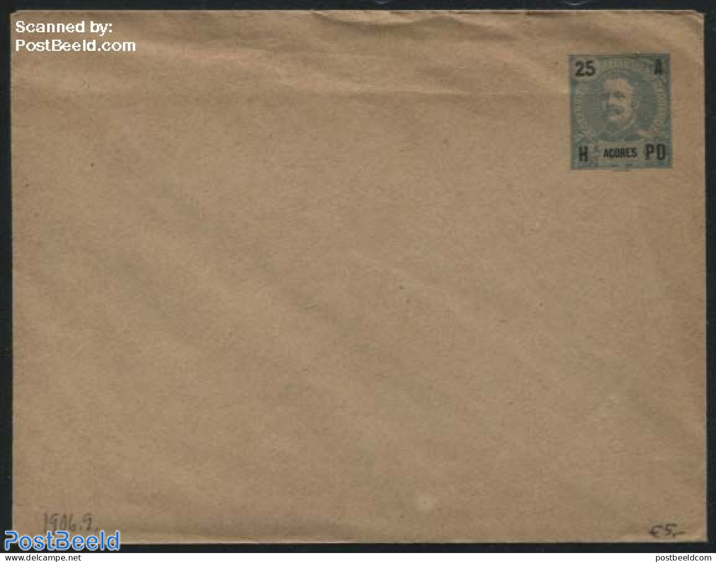 Azores 1882 Envelope 25R Green, Unused Postal Stationary - Azores