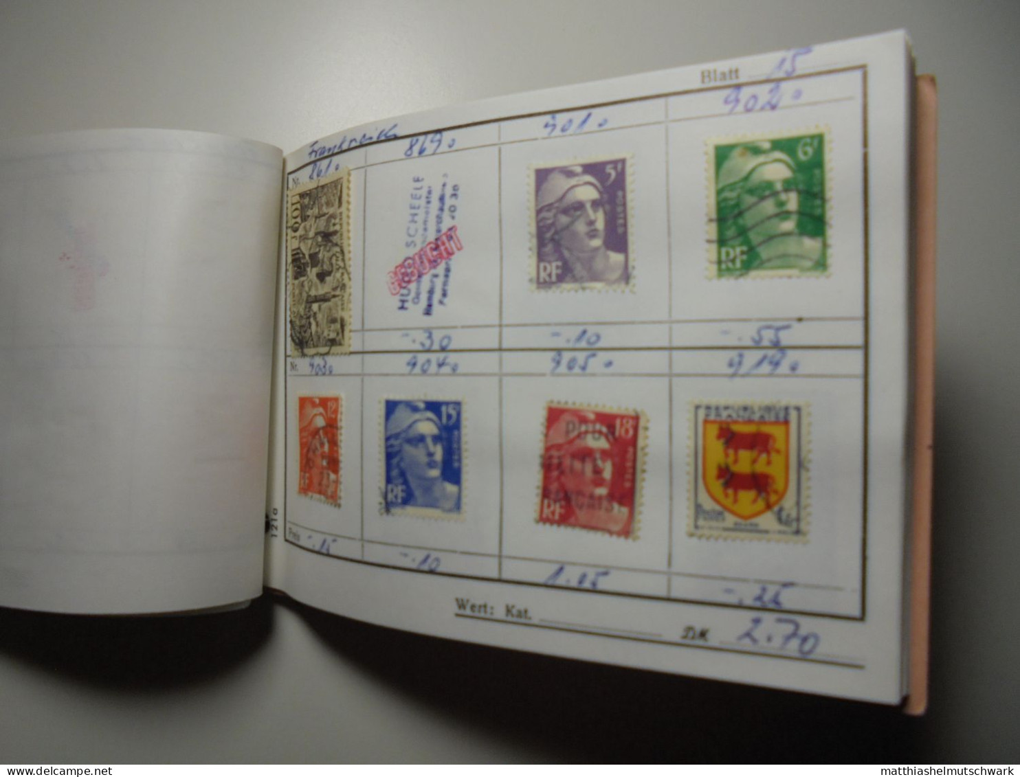 Auswahlheft Nr. 446 32 Blätter 179 Briefmarken xx Frankreich 1973-1989/Mi Nr. 1842-2755, unvollständig E