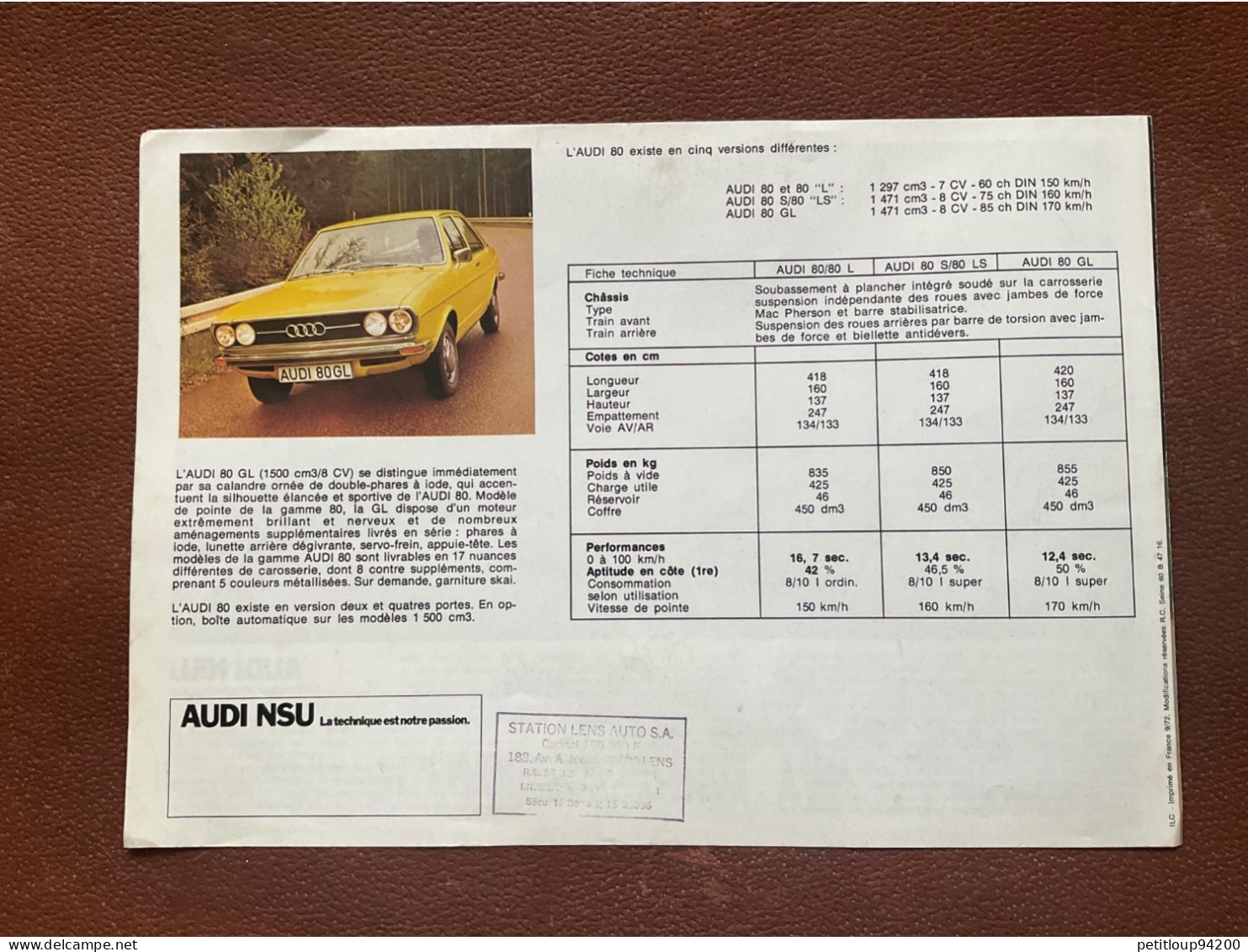 (32) DOCUMENT Commercial  AUDI 80 - Auto's