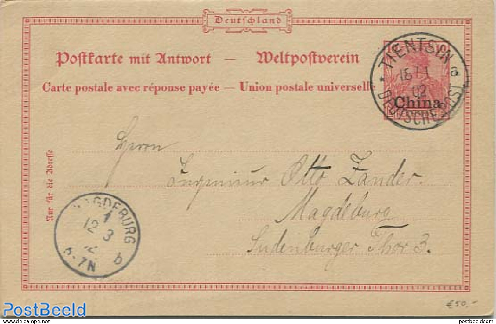 China (before 1949) 1902 Postcard To Magdeburg (D), Postal History - Other & Unclassified