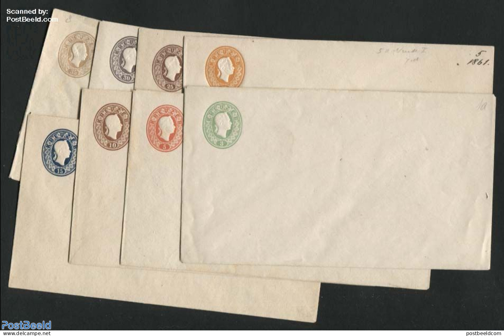 Austria 1861 Set Of 8 Envelopes (147x85mm), Unused Postal Stationary - Lettres & Documents