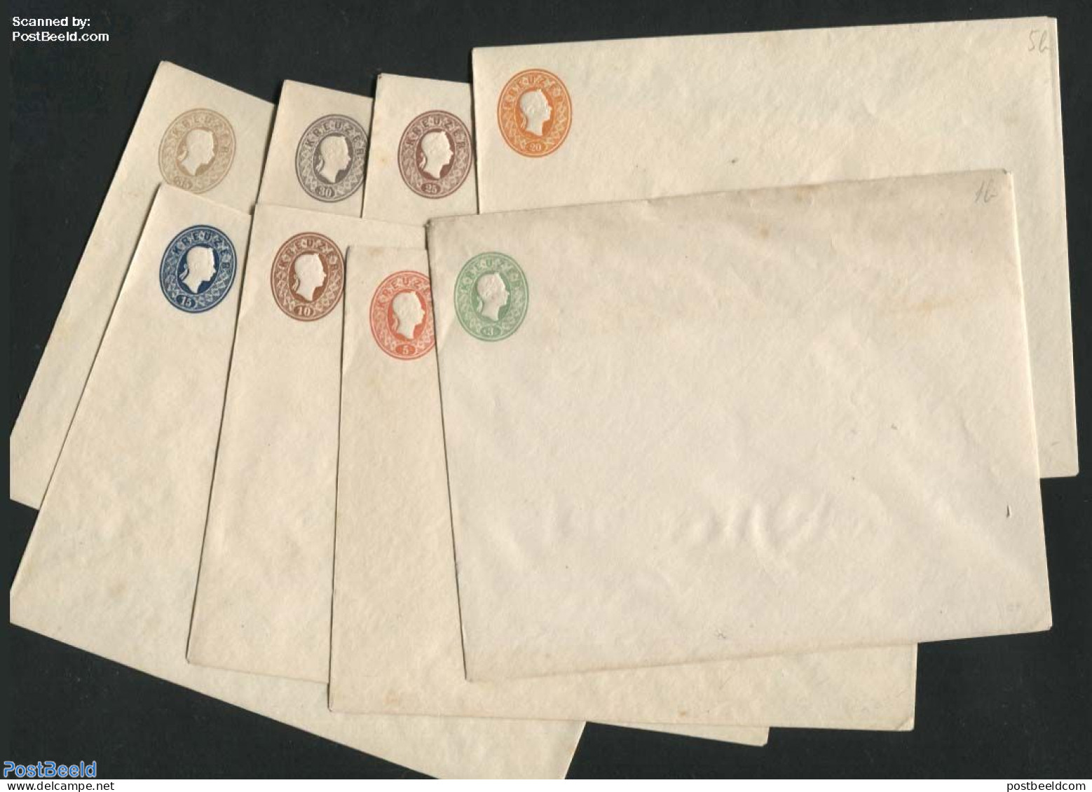 Austria 1861 Set Of 8 Envelopes (148x118mm), Unused Postal Stationary - Lettres & Documents
