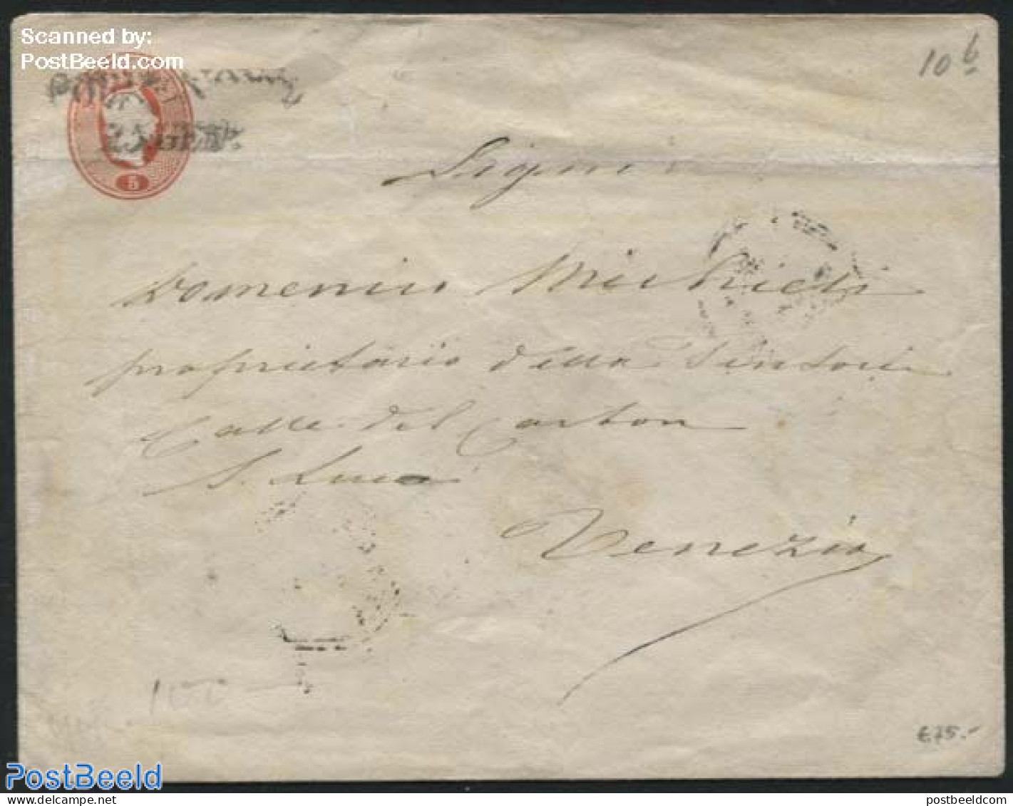 Austria 1861 Envelope 5Kr, Used Postal Stationary - Lettres & Documents