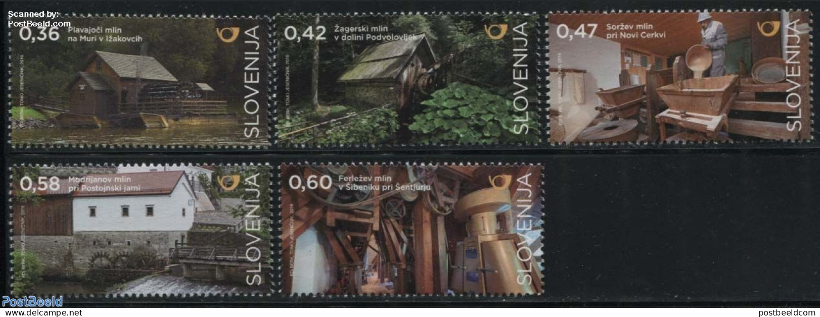 Slovenia 2016 Water Mills 5v, Mint NH, Various - Mills (Wind & Water) - Windmills