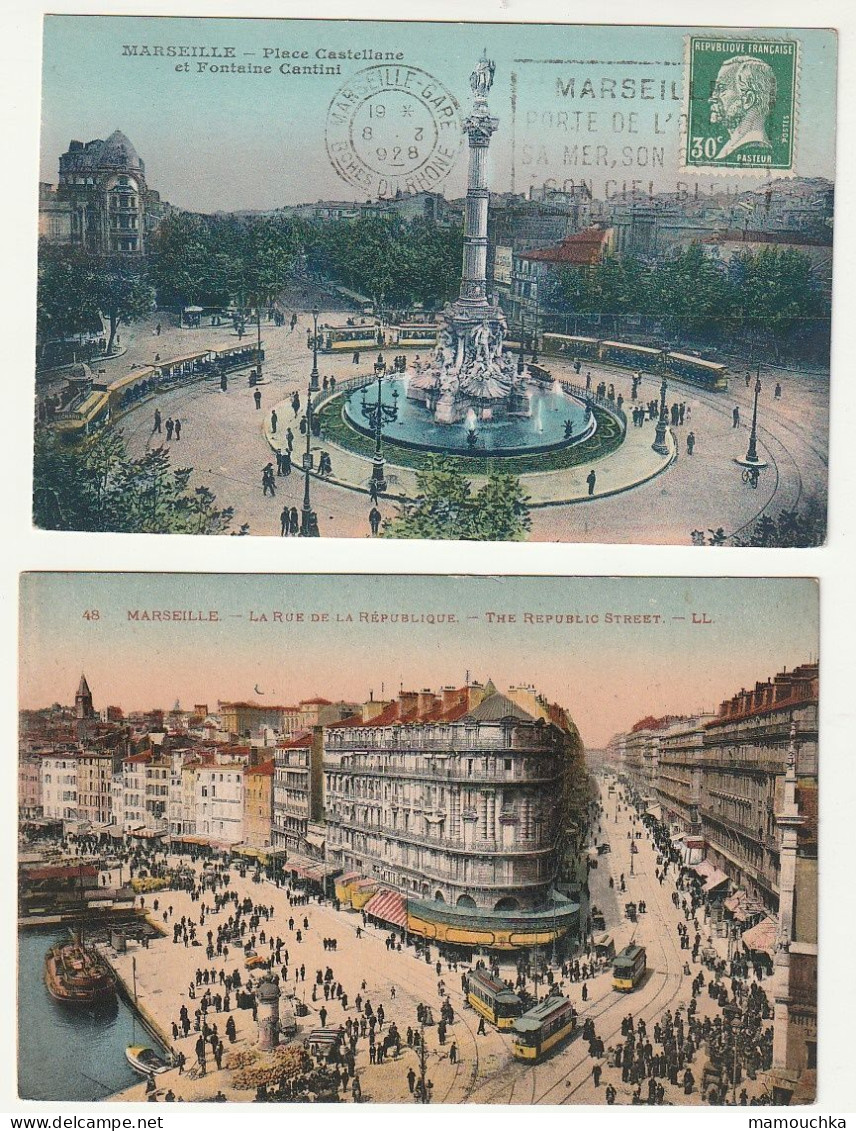 Lot 10 Anciennes Cartes Marseille France Avec Tram - Tram