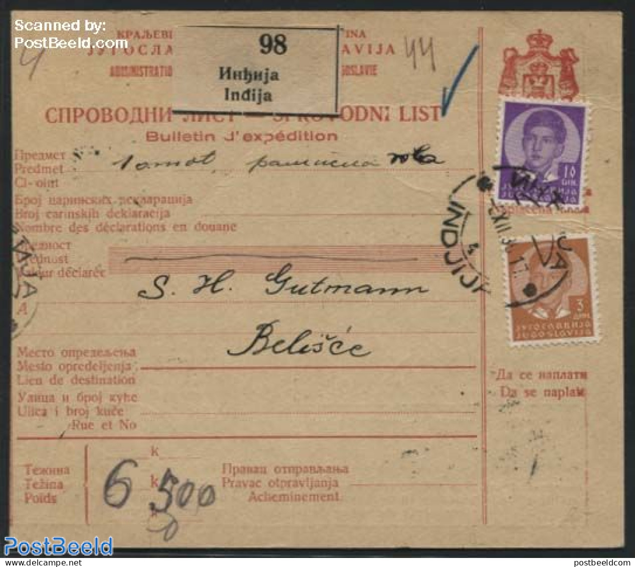 Yugoslavia 1939 Expedition Card, Postal History - Lettres & Documents