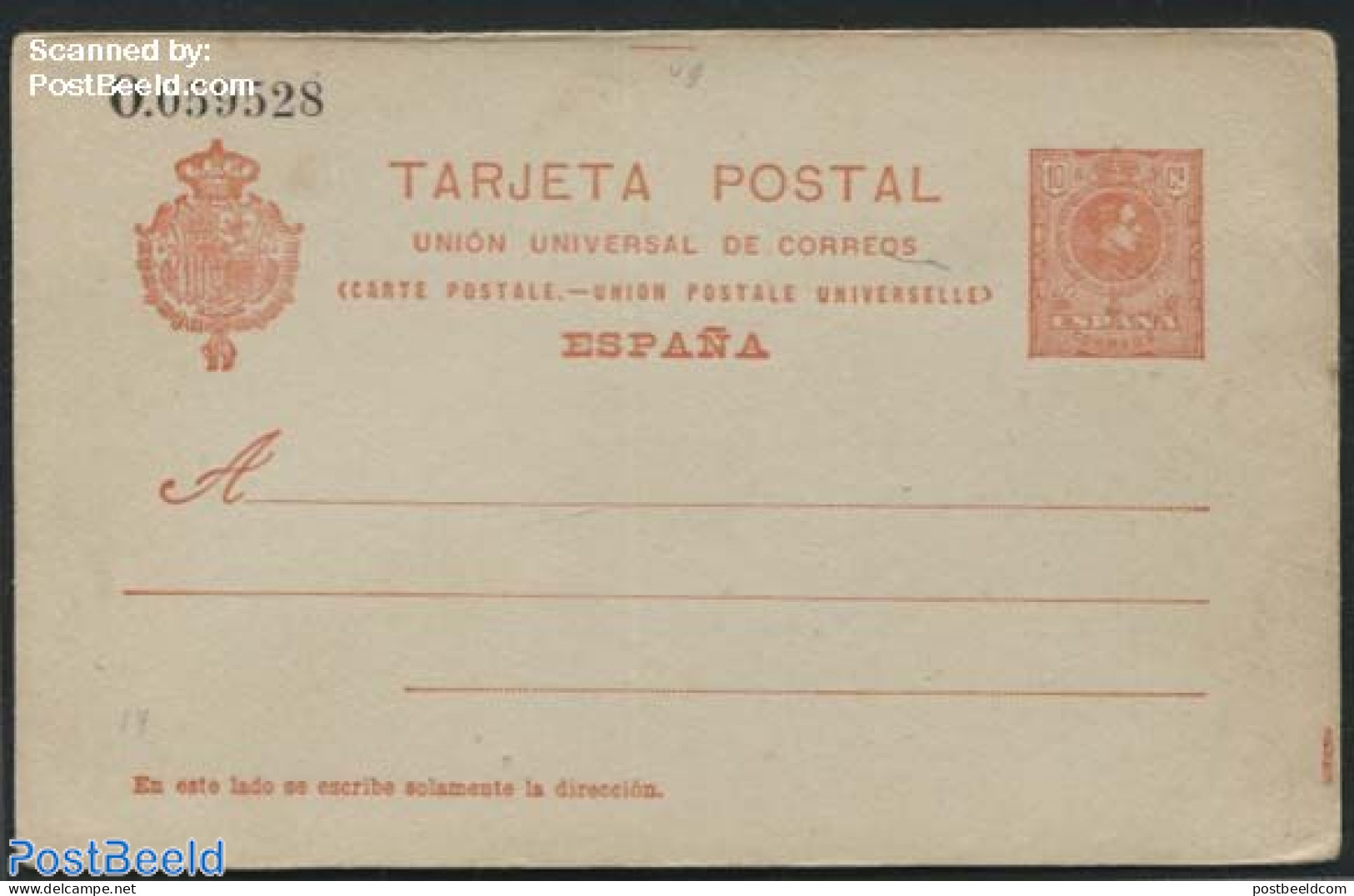 Spain 1910 Postcard 10Cs, Greyblue Paper, Unused Postal Stationary - Lettres & Documents