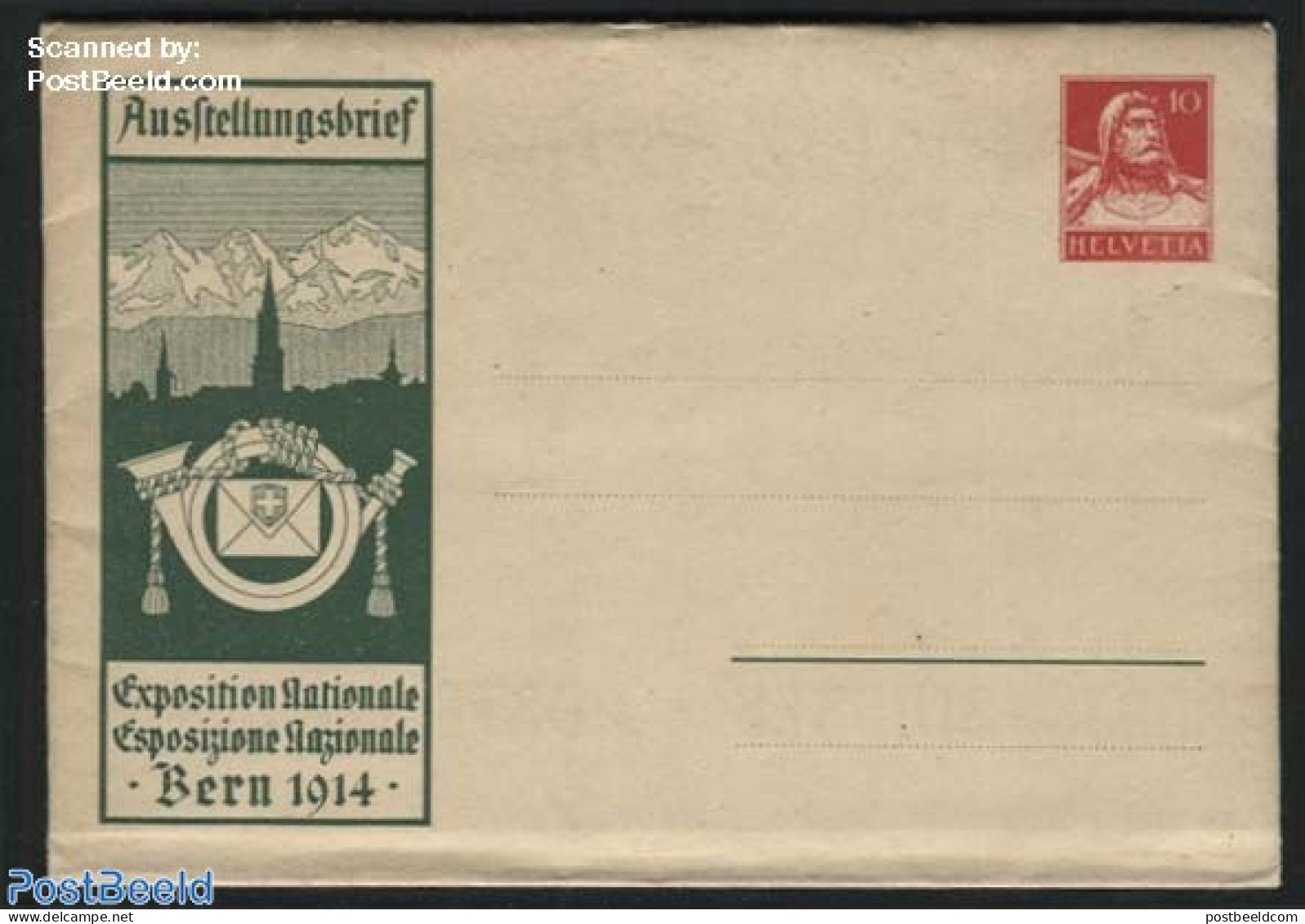 Switzerland 1914 Exposition Envelope 10c, Unused Postal Stationary - Covers & Documents
