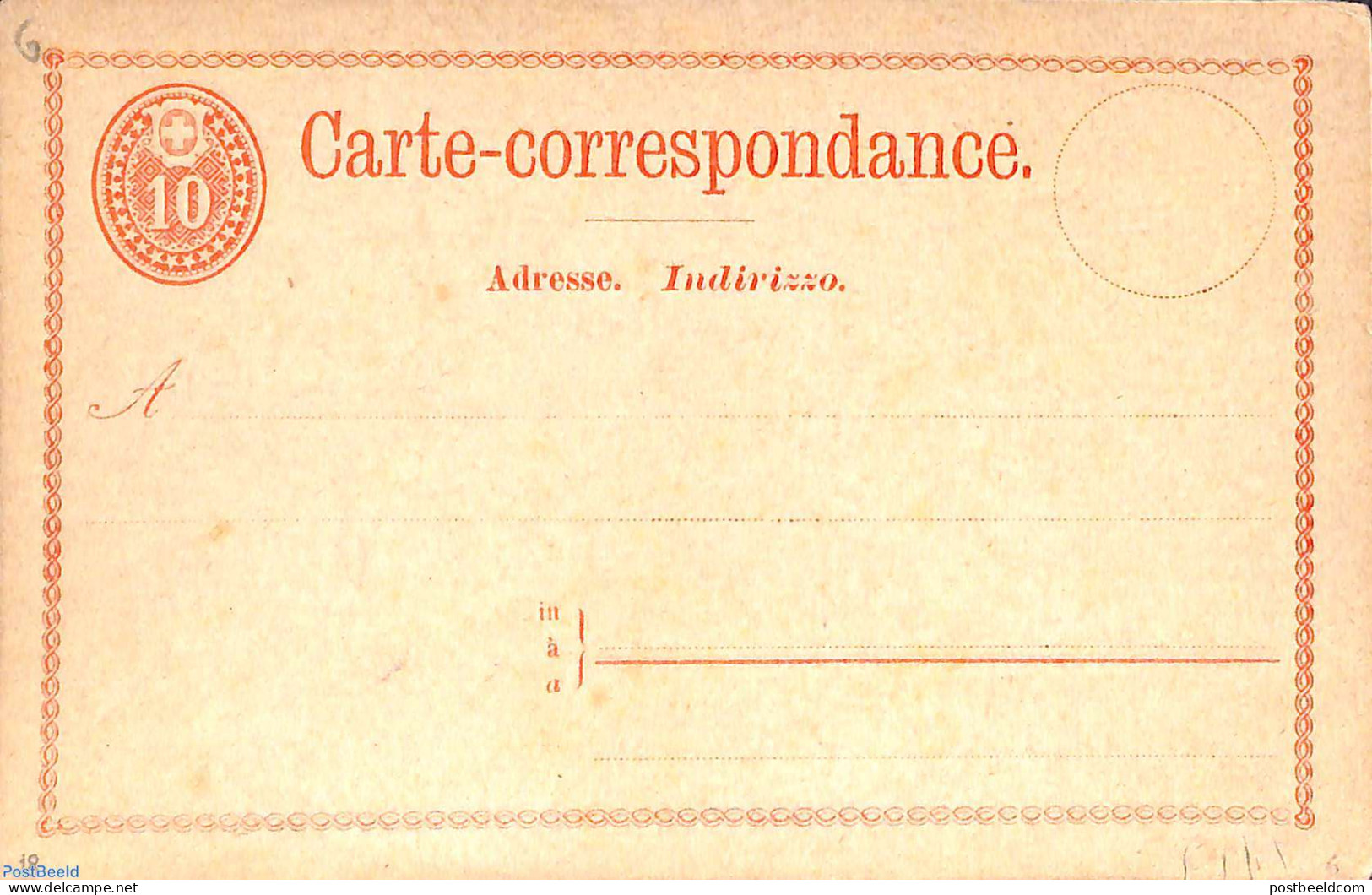 Switzerland 1874 Postcard 10c Red, Unused Postal Stationary - Lettres & Documents