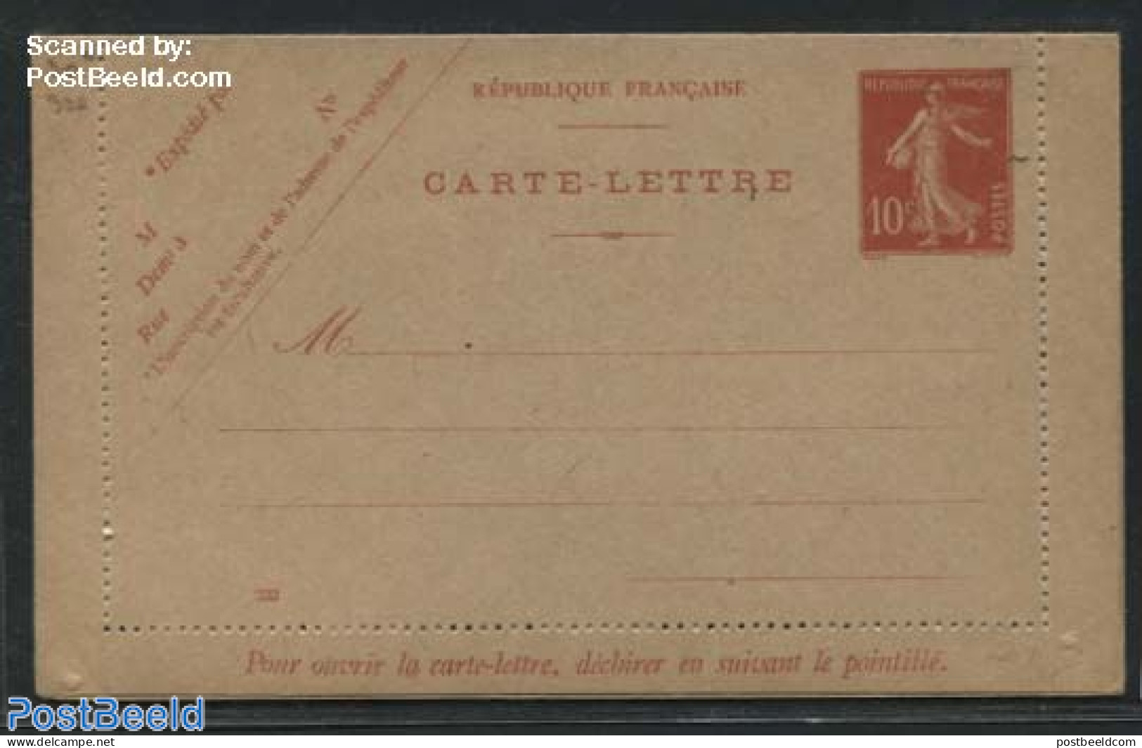 France 1906 Card Letter 10c Red, Unused Postal Stationary - Briefe U. Dokumente