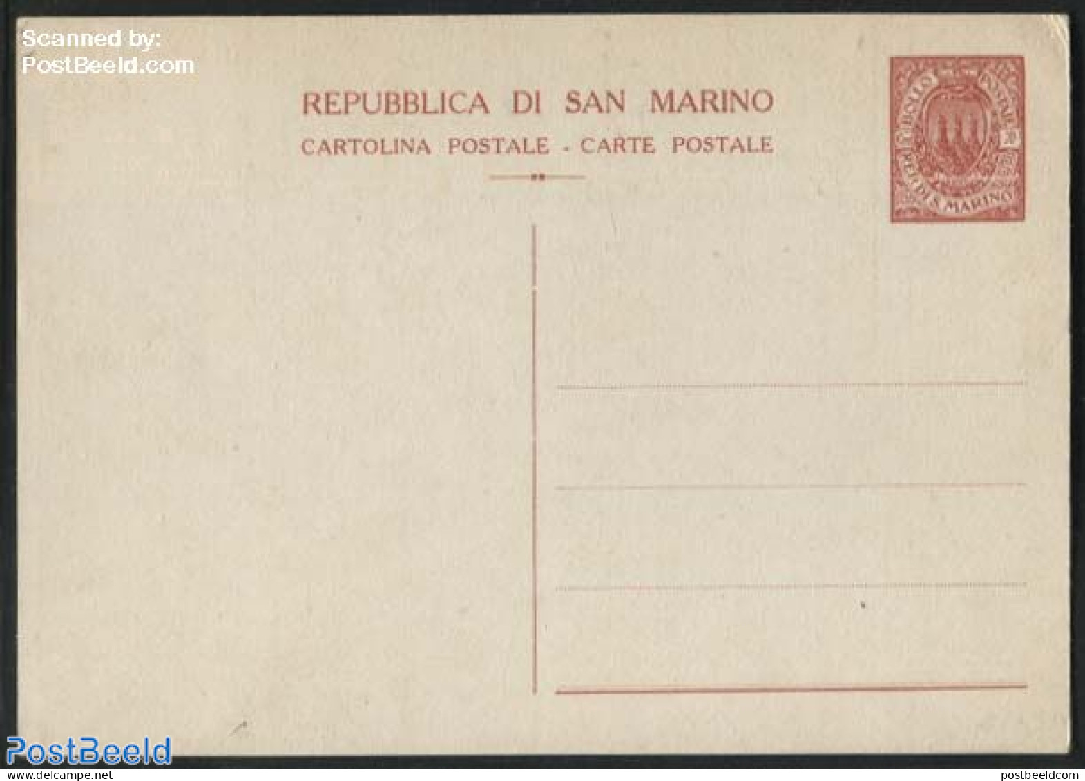 San Marino 1932 Postcard 30c (148x105mm), Unused Postal Stationary - Covers & Documents
