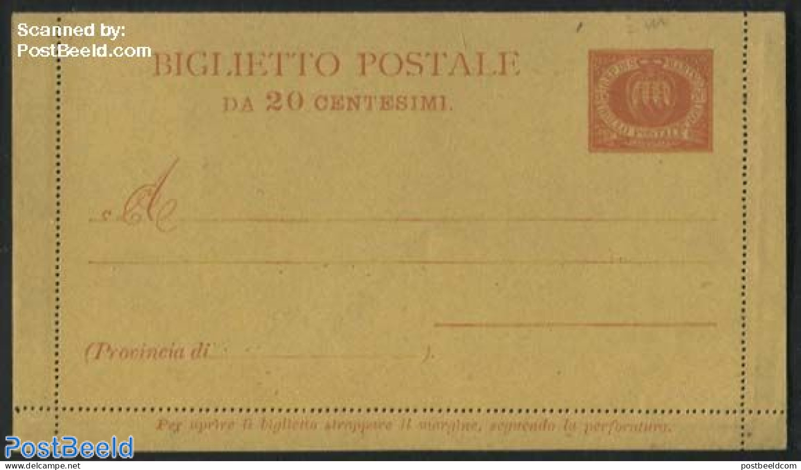 San Marino 1890 Letter Card 20c, Unused Postal Stationary - Lettres & Documents