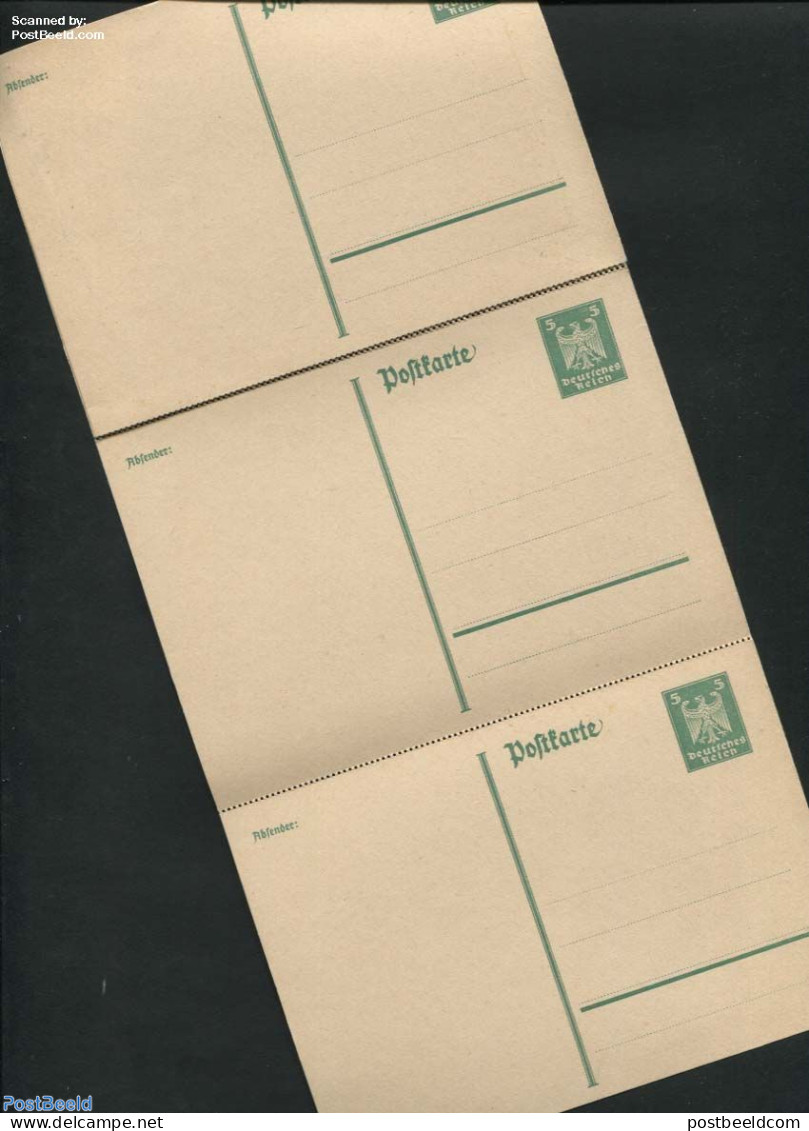 Germany, Empire 1925 Postcard 5pf 148x105mm, Perforated, Complete Intact Set Of 5 Cards, Unused Postal Stationary - Covers & Documents