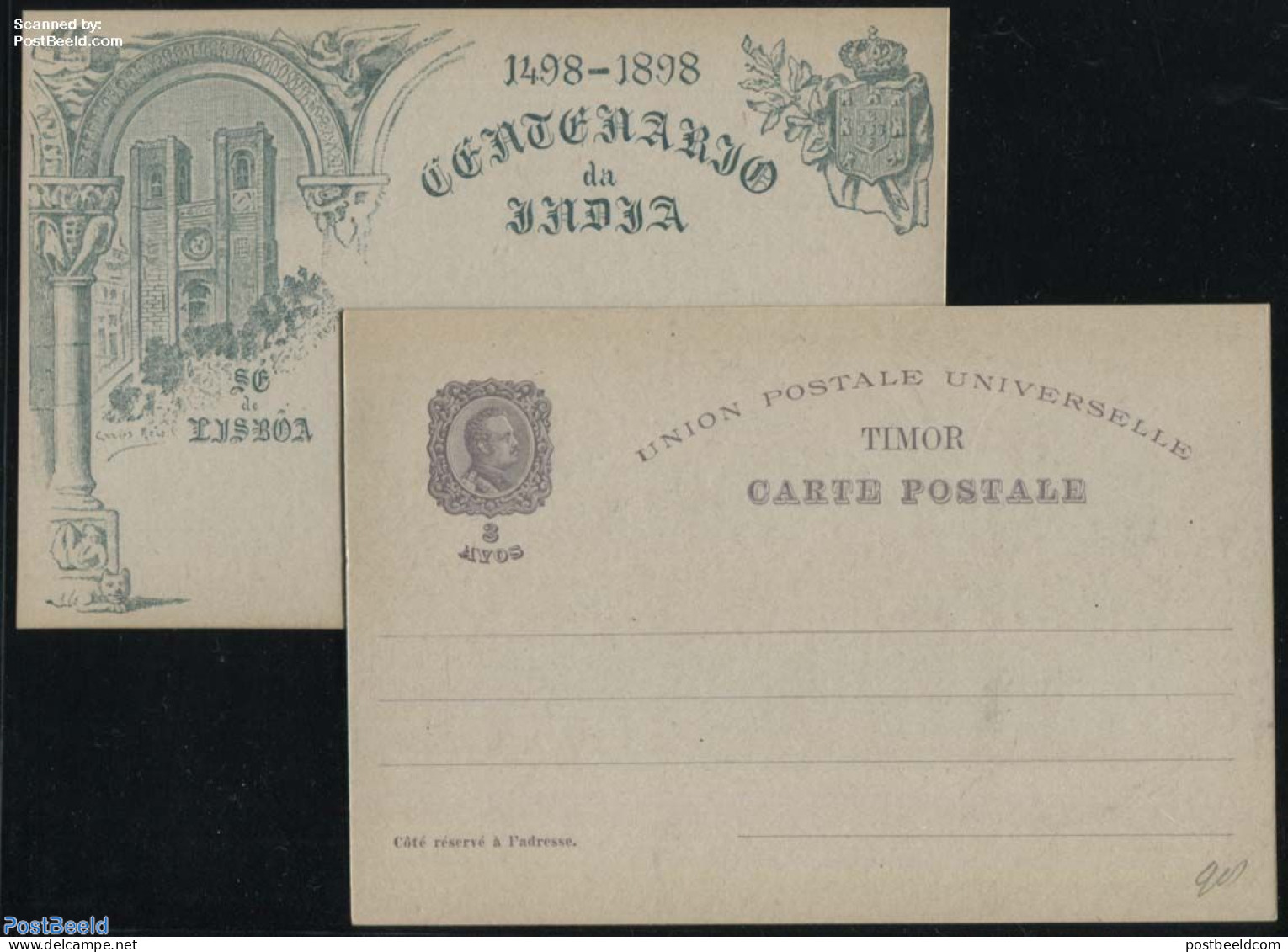 Timor 1898 Illustrated Postcard, 3 Avos, Lisboa, Unused Postal Stationary - Osttimor