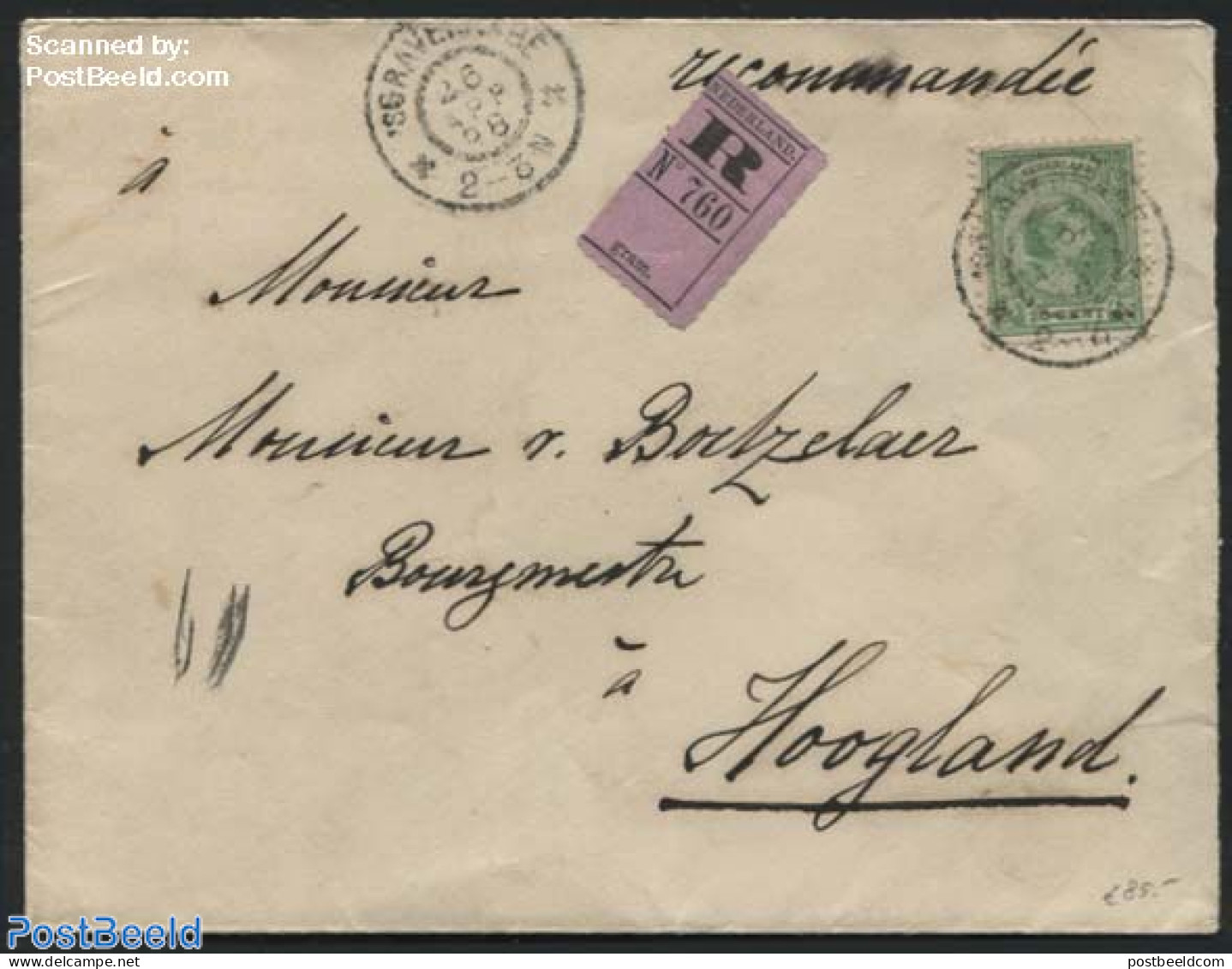 Netherlands 1898 Registered Letter From S Gravenhage To Hoogland, Postal History - Covers & Documents