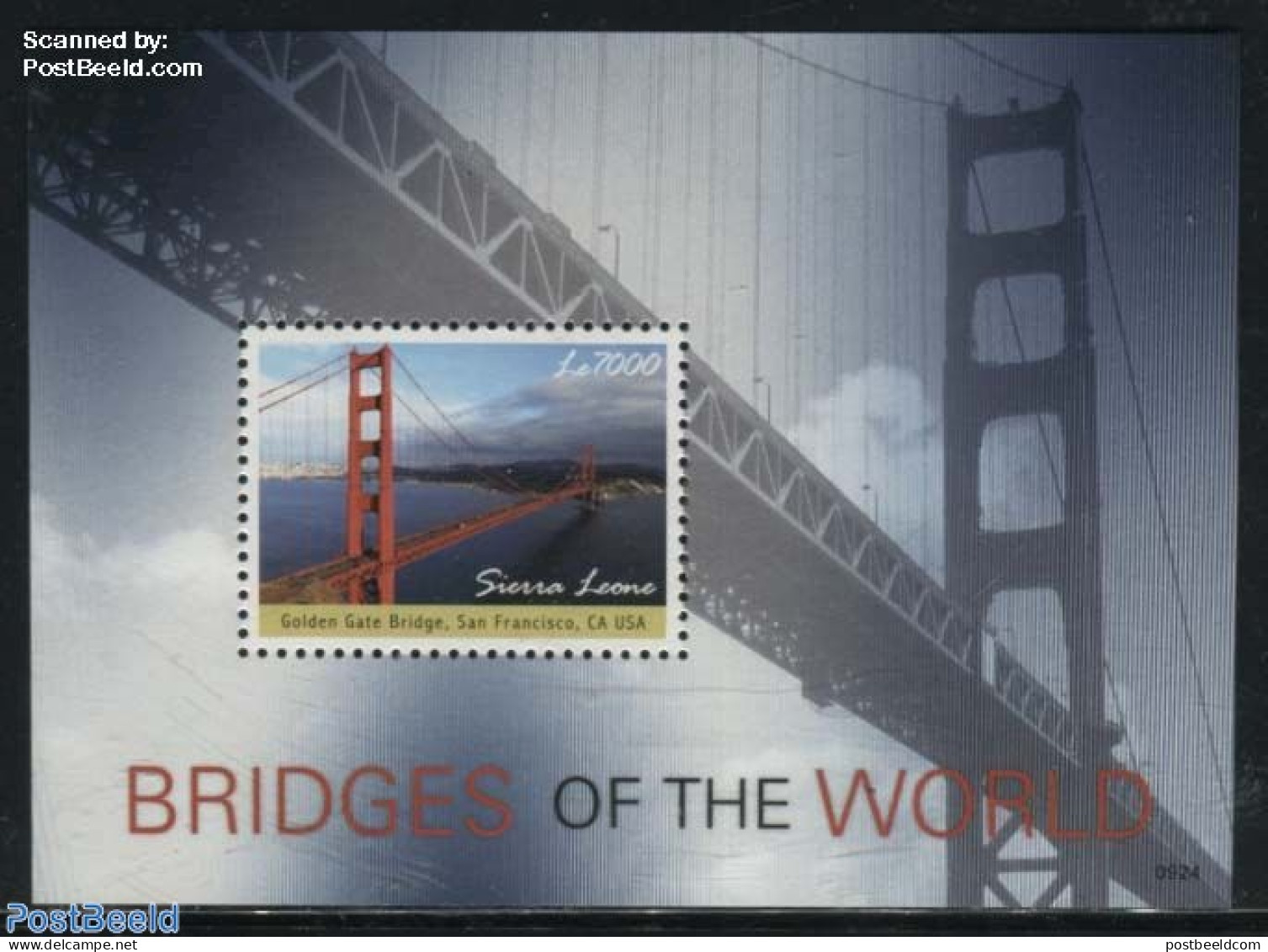 Sierra Leone 2009 Golden Gate Bridge S/s, Mint NH, Art - Bridges And Tunnels - Ponts