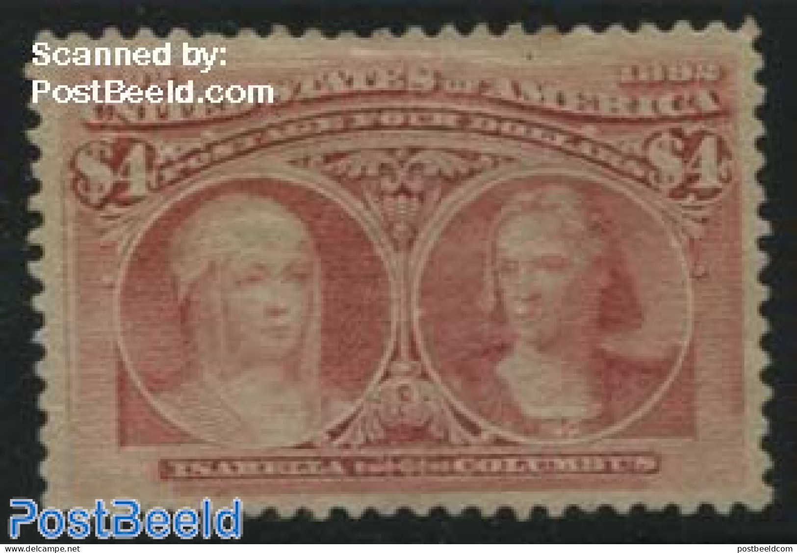 United States Of America 1893 4$ Rosa, Unused Without Gum, Tiny Brown Spot On Perf., Unused (hinged) - Ungebraucht