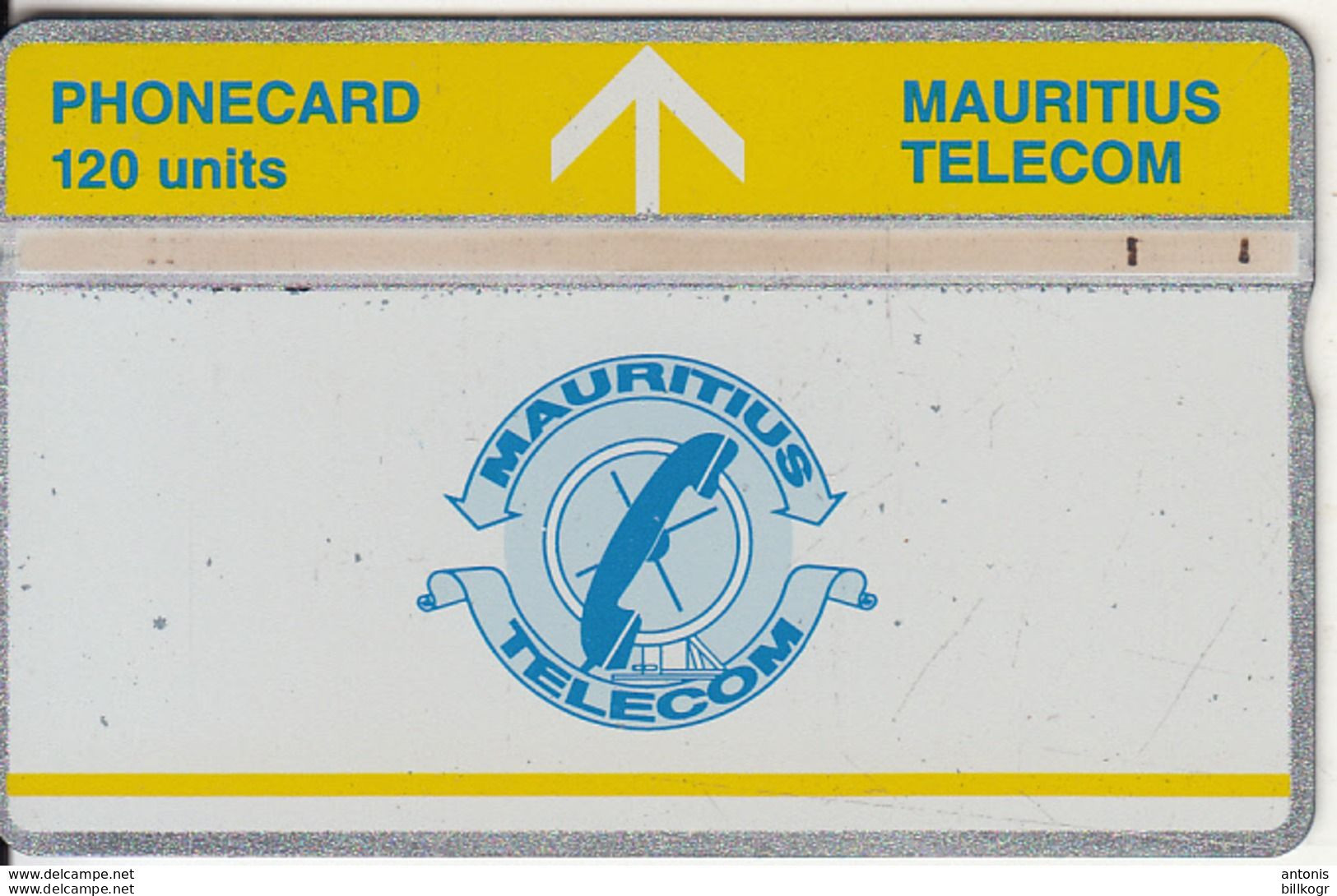 MAURITIUS(L&G) - Telecom Logo 120 Units(yellow Band & Yellow Line), CN : 709D, Tirage 8000, Used - Mauritius