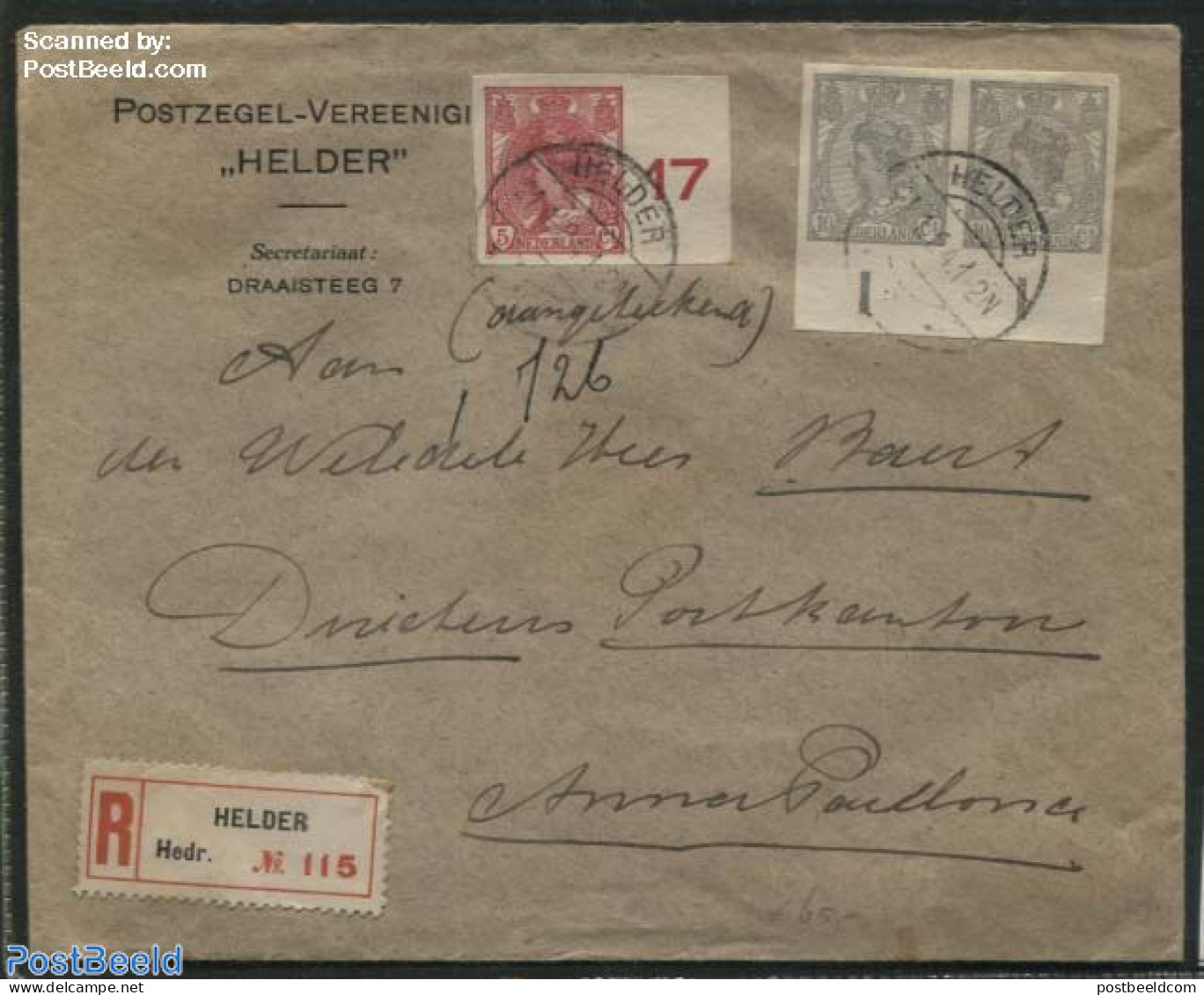 Netherlands 1924 Registered Letter With NVPH NoS 82 91x, 83 Pair, Postal History - Storia Postale