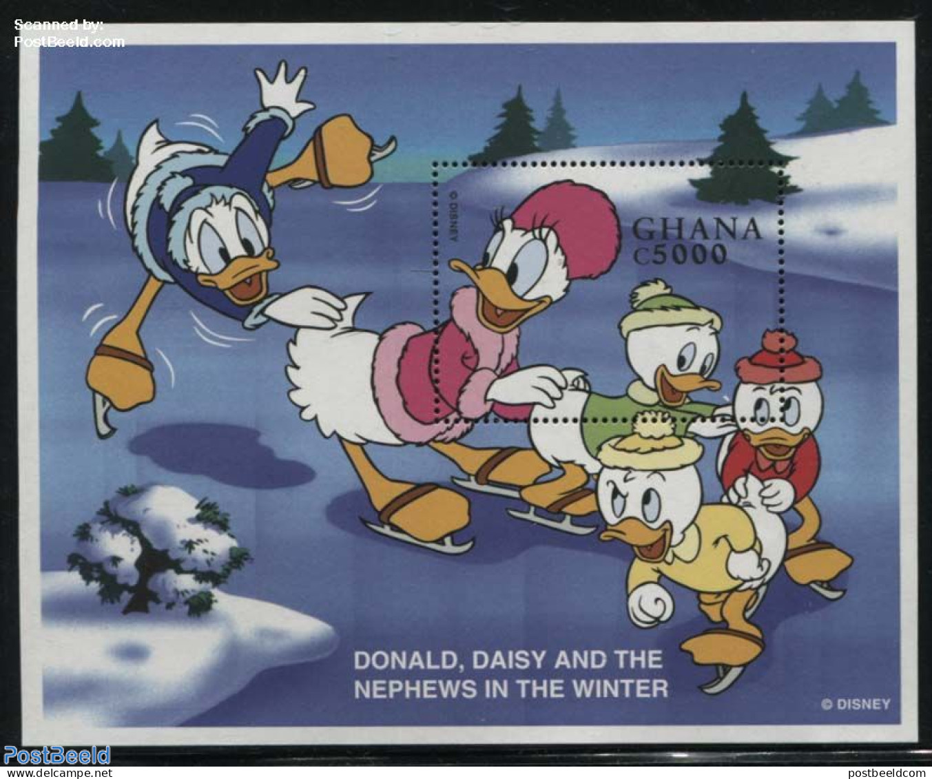 Ghana 1998 Daisy In Winter S/s, Mint NH, Sport - Skating - Art - Disney - Disney